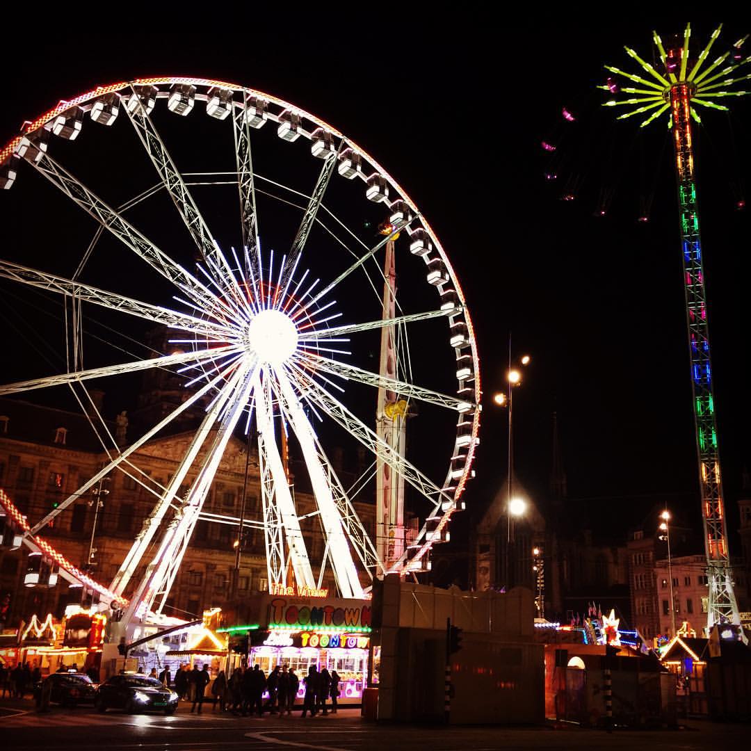 Amsterdam fairground at night (at Dam Square)