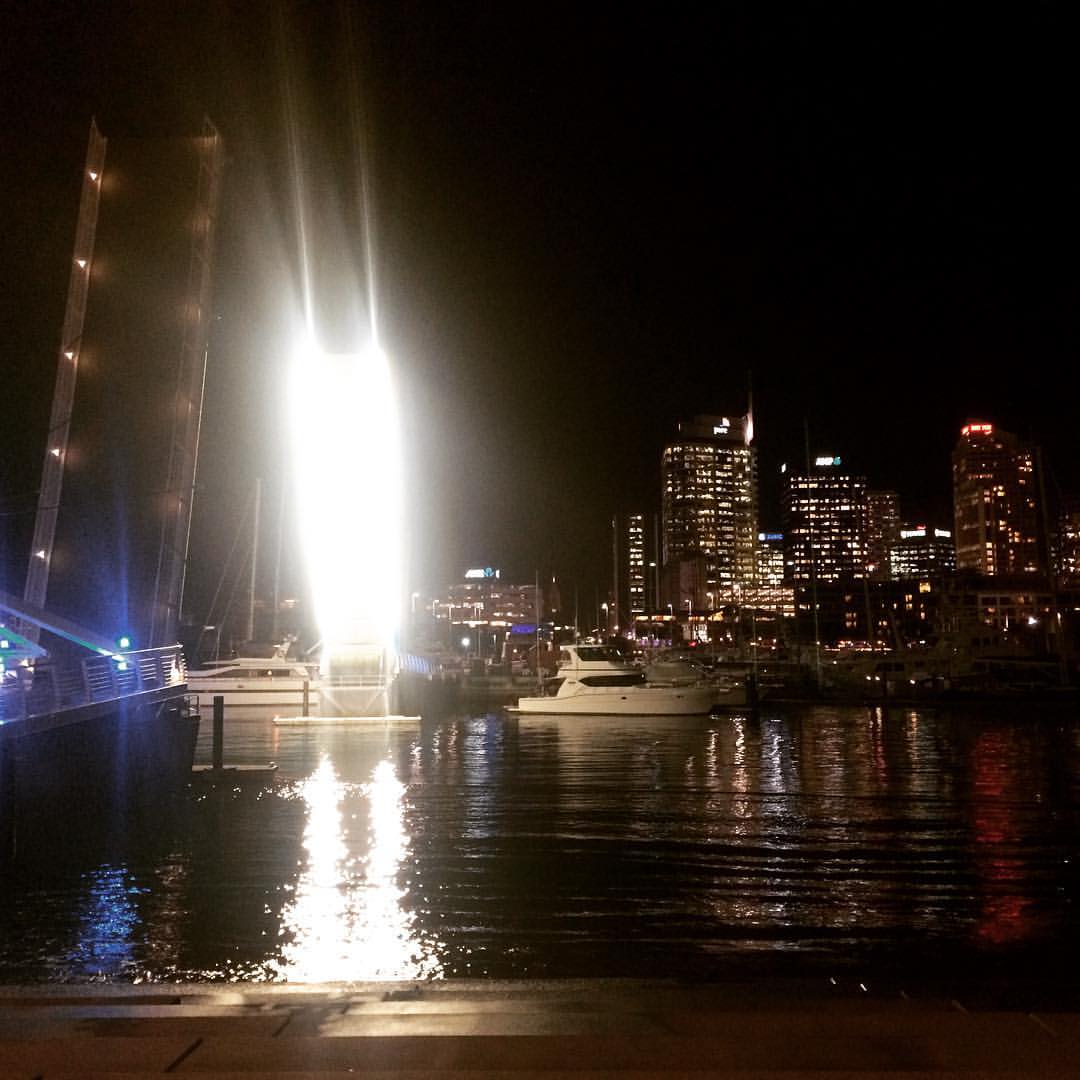 Not sure if the lights under the bridge are bright enough...to be seen from space! ;) (at Viaduct Harbour)