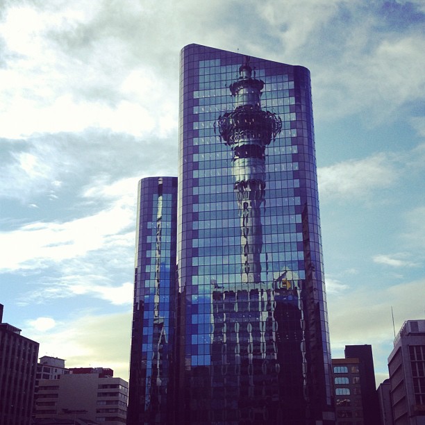 The Sky Tower needs a pretty big mirror to make sure it looks good in the morning